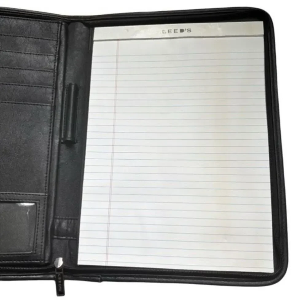 IUP SMA Student Marketing Association Black Zippered Padfolio Portfolio Leed's